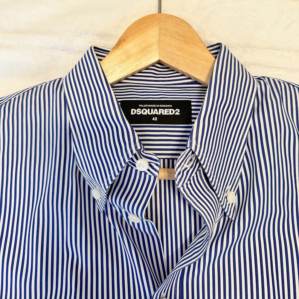 Blue and white stripes long sleeve shirt